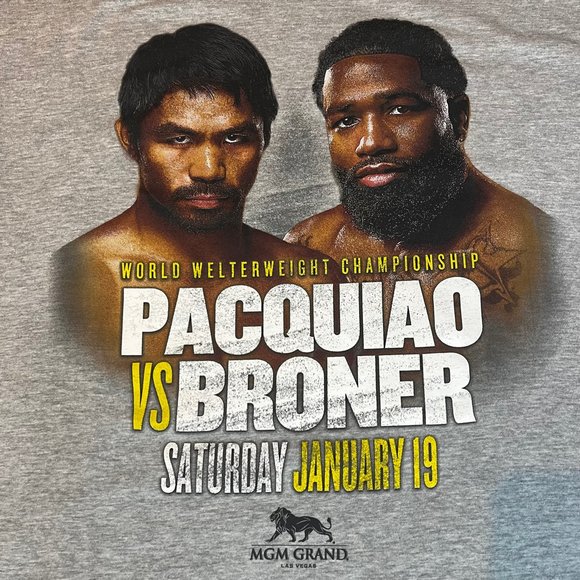 Manny Pacquiao vs Adrian Broner MGM Grand T Shirt Gray Sz XL Men’s New - Picture 3 of 4